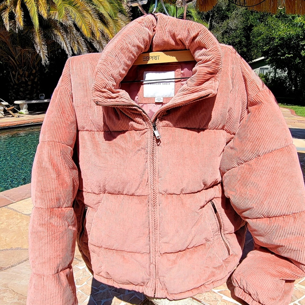 Corduroy mauve puffer jacket